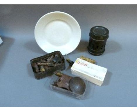 A collection of WWII 'schrapnel', with some remains of the German airship SLII, shot down at Cuffley, September 2/3 1916, a W