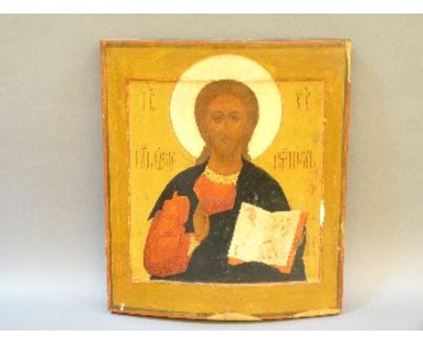 Russian School, 19th centuryCHRIST PANTOCRATONPolychrome on wood panel