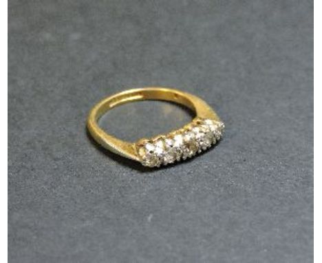 A five stone diamond ring, marked 'plat-18ct'