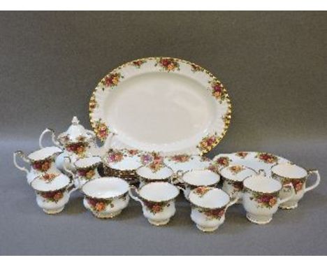 An Old Country Roses six setting tea service, and oval platter, 41cm long