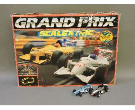 Two vintage Scalextric sets, including a Grand Prix, a Benetton Renault 1999c 2187 car, and a Hornby McLaren MIKA car