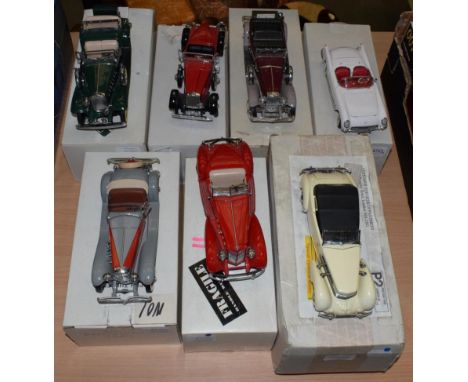 Franklin Mint Various US Cars Dusenberg Sports (1935), Stutz Black Hawk (1928), Dusenberg J (1930), Packard V12 (1934), Cord 