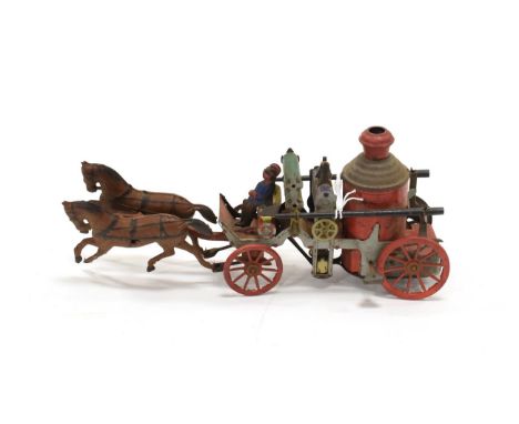 OROBR Horse Drawn Fire Engine with two horses and driver figure 12'', 30cm 