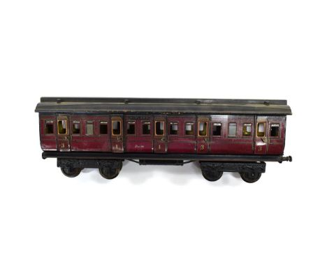 Marklin Gauge 1 Midland Railway 1st/3rd Coach 2875 with clerestory roof and stamped with Marklin crest to base (G-F) 