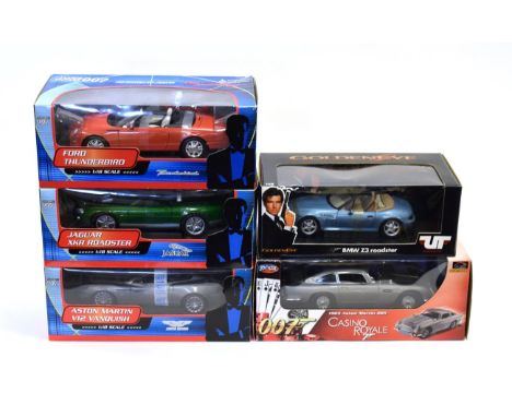 James Bond 1:18 Scale Diecast Models Die Another Day: Aston Martin V12 Vanquish, Ford Thunderbird and Jaguar XKR Roadster; Go