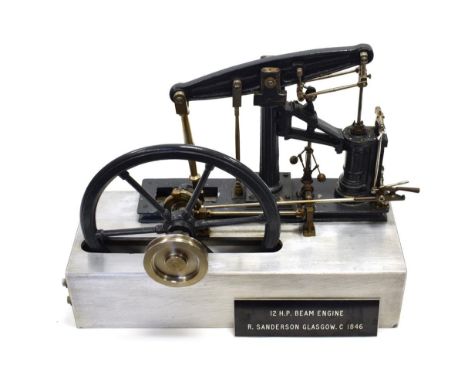 Stuart Turner 1846 12 HP Beam Engine with 9 1/2'' flywheel and governor, mounted of steel base 16 1/2'' long 