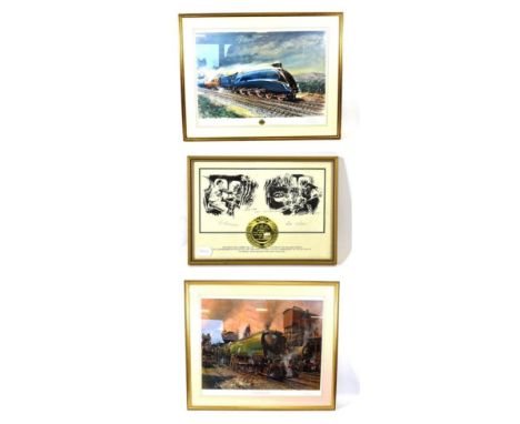 Terence Cuneo Signed Print Mallard with separate certificate 'This print was carried on the footplate of Mallard during comme