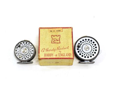 A Hardy, The St. Aidan, Alloy Salmon Fly Reel, with nickel line guide, ebonite handle, nickel tension adjuster to rim and smo
