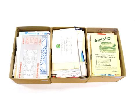 French And American Shipping Paperwork including USA: Deck plans SS United States and America, Dollar Steamships Lines Passen
