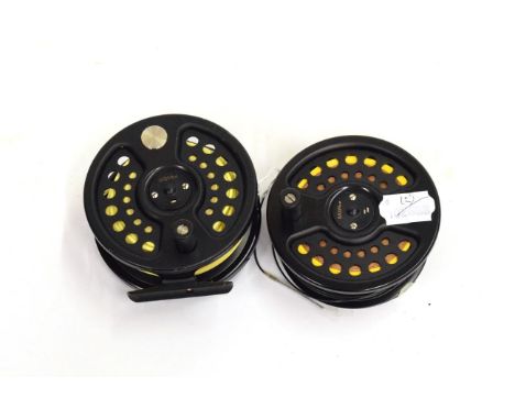 A Hardy, Sovereign 2000, #9/10/11, Black-Finished Alloy Fly Reel, numbered 109, fitted with line, together with a spare spool