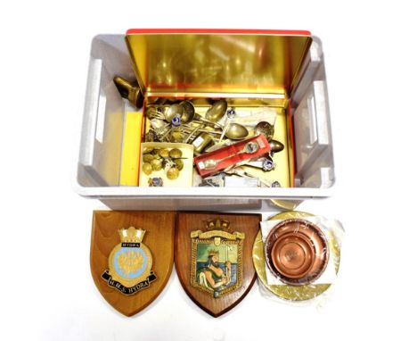 Naval Metalware Group including Pickle forks: HM Submarines, HMS Renown, 3xHMS Rodney, HMS Hermes; Caddy spoons: HMS  Venetia