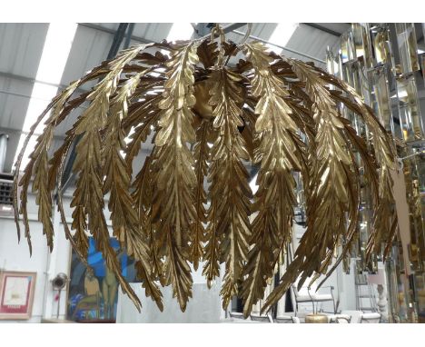 MAISON JANSEN STYLE CEILING PENDANT LIGHT, gilt metal, 140cm Drop approx. 