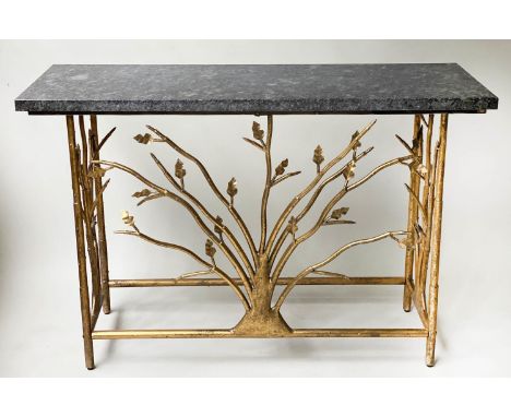 CONSOLE TABLE, contemporary gilt metal tree form with rectangular granite top, 124cm x 45cm x 82cm H. 