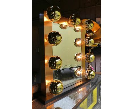 HOLLYWOOD DRESSING MIRROR, gilt metal light up surround, 76cm x 71cm. 
