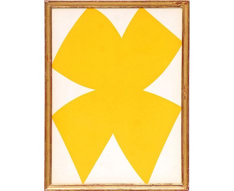 ELLSWORTH KELLY 'Yellow', original lithograph printed by Maeght, gilt frame, 38cm x 28cm. 