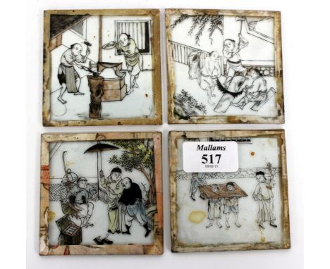 A GROUP OF FOUR MAGIC LANTERN SLIDES with various Chinese gardens and other scenes