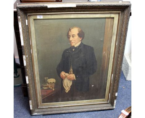 G H BARRABLE Large oilegraph portrait of Disraeli A, together with four Victorian gilt picture frames of various sizes (5)