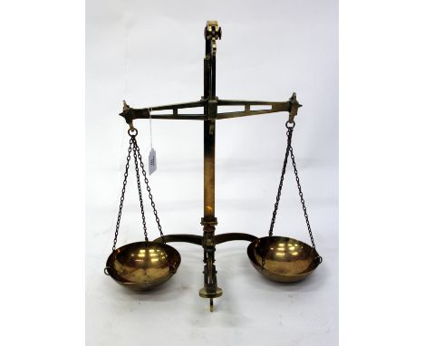 A SET OF BRASS GPO BALANCE SCALES, 54.5cm tall