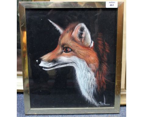 MICK CAWSTON (1959-2006) Pastel sketch of a foxes head, signed lower right, 34.5 x 29.5cm