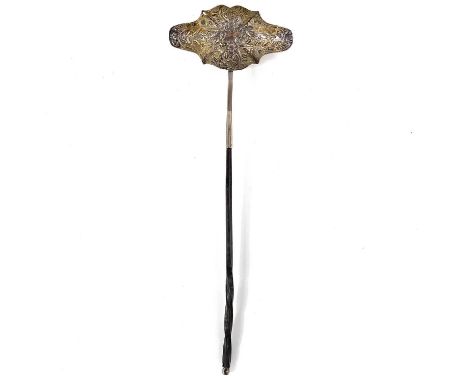 A Victorian silver and baleen toddy ladle. With double lipped embossed bowl, London 1901, length 34cm.