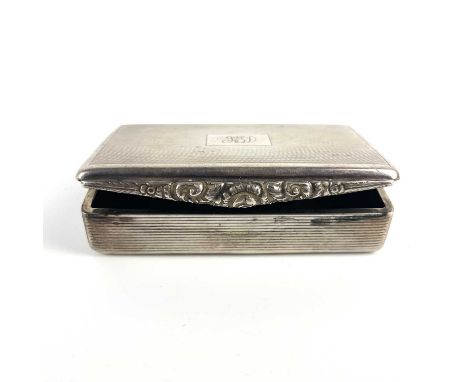 A modern silver George III style snuff or tobacco box by Mappin &amp; Webb.  Of rectangular form with engine turned decoratio