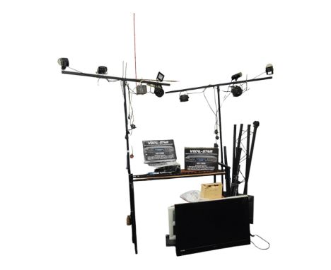 DJ BOOTH WITH LIGHTING RIG ETC, TV &amp; ACCESSORIES 