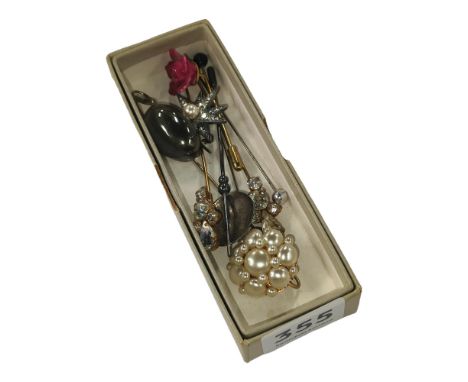 BOX OF COLLECTABLE HAT PINS &amp; STICK PINS 