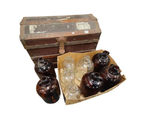 DOMED TRUNK &amp; QUANTITY OF DEMI JOHNS 