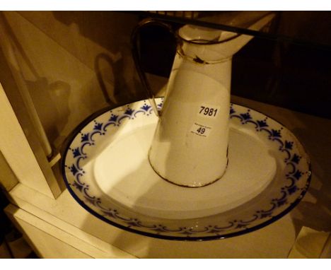 Enamel tray and jug