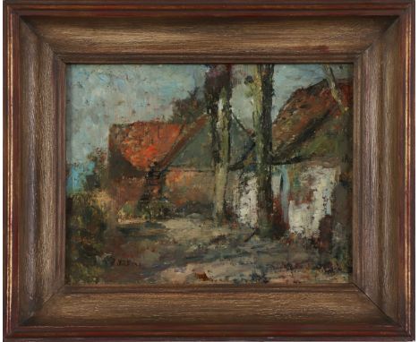 RUDOLF HÖCKNER (1864 Wolkenstein - 1942 Bad Mergentheim) - Öl auf Pappe, ¨Häuserzeile in Wedel¨, unten links signiert ¨R. Höc