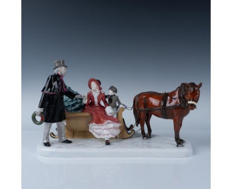 Limited edition sculpture is part of the Tableaux series and a step back to a Victorian Holiday scene. Colored in brown, blac