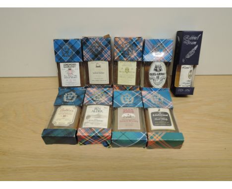 A set of 8 Scotch Whisky Miniatures, Longmorn-Glenlivet 12 Year Old, Scapa 8 Year Old, Glenury-Royal 12 Year Old, Glen Grant 