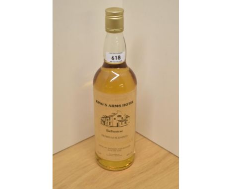 A bottle of Premium Blended Scotch Whisky, Special Reserve, Kings Arms Hotel Ballantrae, bottled by Tim Morrison, Maybole, Sc