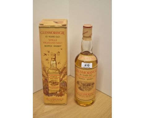 A bottle of 1980's Glenmorangie 10 Year Single Highland Malt Scotch Whisky, 40% vol, 75cl, in original card box