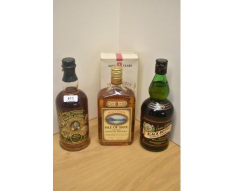 Three bottles of Blended Scotch Whisky, Macleod's Isle of Skye 8 Year, in original card box, Gordon Graham's Black Bottle and