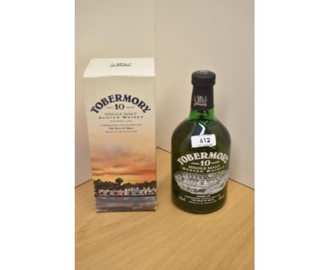 A bottle of Tobermory 10 Year Single Malt Scotch Whisky, 40% vol, 75cl, in original card box
