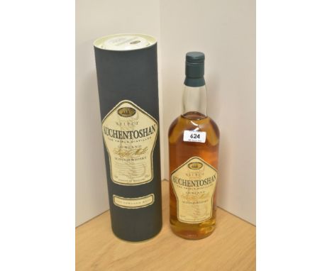 A bottle of pre 2008 Auchentoshan The Triple Distilled Lowland Single Malt Scotch Whisky, 40% vol, 1 Litre, in original tube
