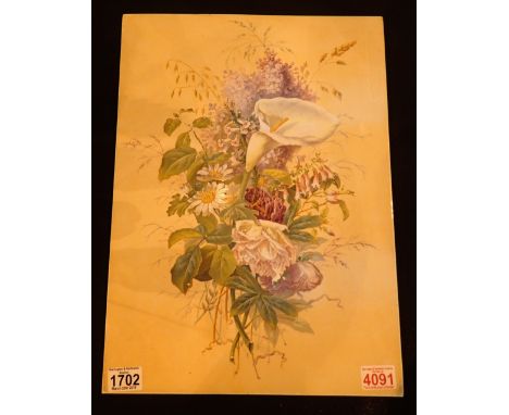 Large Victorian hand painted floral ceramic panel 50 x 30 cm