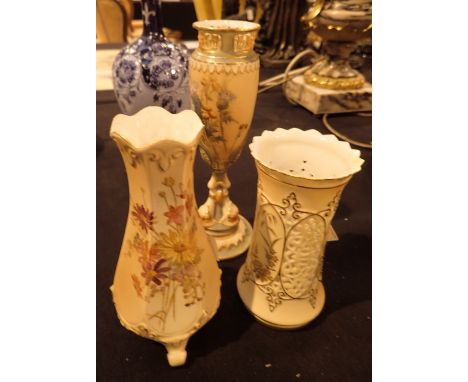 Three Royal Worcester Blush Ivory vases