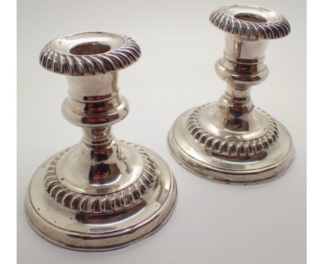 Pair of silver Asprey of London candlesticks 1904 H: 10 cm