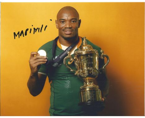 Makazole Mapimpi Signed 2019 South Africa Rugby World Cup 8x10 Photo. Good Condition. All signed pieces come with a Certifica