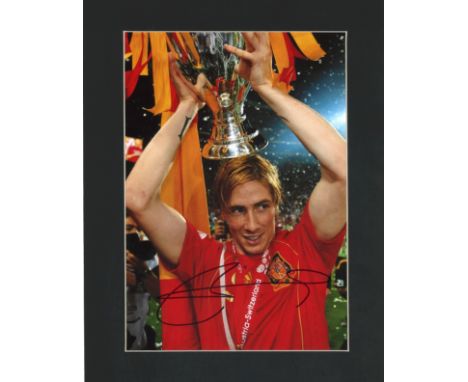Football Fernando Torres signed 12x10 mounted colour photo pictured celebrating while playing for Spain. Fernando José Torres