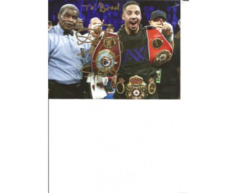 Boxing Andre Ward 8x6 signed colour photo dedicated. Andre Michael Ward is an American former professional boxer who competed