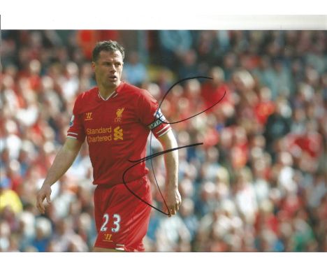 Football Jamie Carragher 12x8 signed colour photo pictured in action for Liverpool. James Lee Duncan Carragher (born 28 Janua