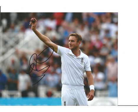 Cricket Stuart Broad signed 10x8 colour photo pictured on Test Match duty for England. Stuart Christopher John Broad, MBE is 