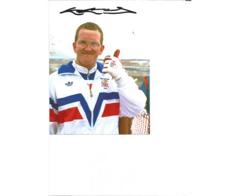 Olympics Eddie The Eagle Edwards signed 8x6 colour photo. Michael Edwards, known as "Eddie the Eagle", is an English ski-jump