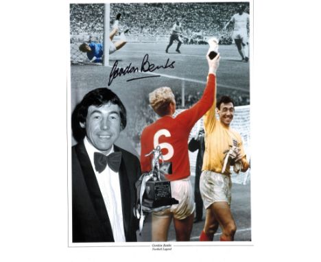 Football Gordon Banks signed 16x12 colour enhanced montage photo. Gordon Banks OBE (30 December 1937 - 12 February 2019) was 