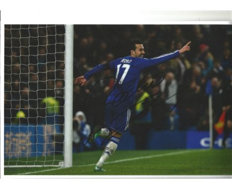 Football Pedro 10x8 signed colour photo pictured in action for Chelsea. Pedro Eliezer Rodríguez Ledesma born 28 July 1987, kn