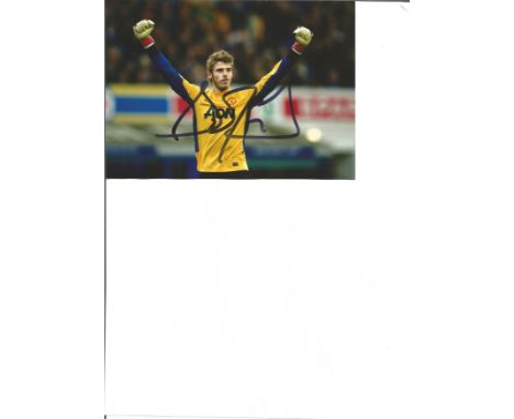 Football David De Gea signed 7x5 colour photo pictured celebrating while playing for Manchester United. David de Gea Quintana