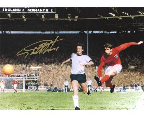 Geoff Hurst Signed England 1966 World Cup 12x16 Artwork Print. Good Condition. All signed pieces come with a Certificate of A